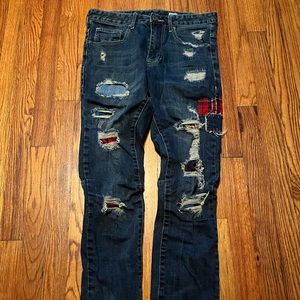 Smoke rise Patch work jeans